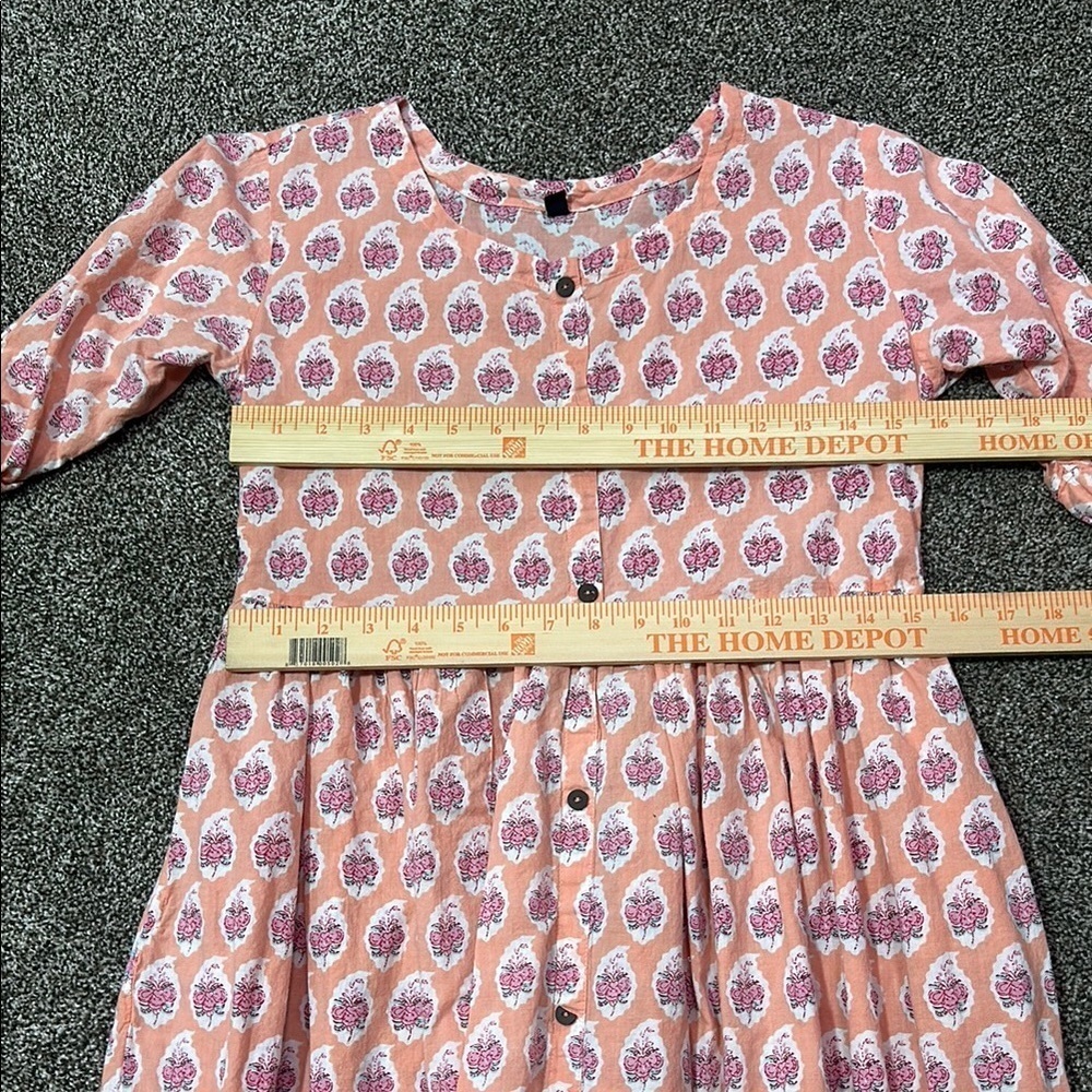 Peasant Pink and White Patterned Dress - marked EU size 40 - fits like a 6/8 Med - Picture 3 of 10